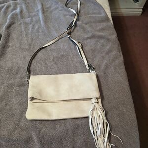Elegant Cream Crossbody Bag with Tassel